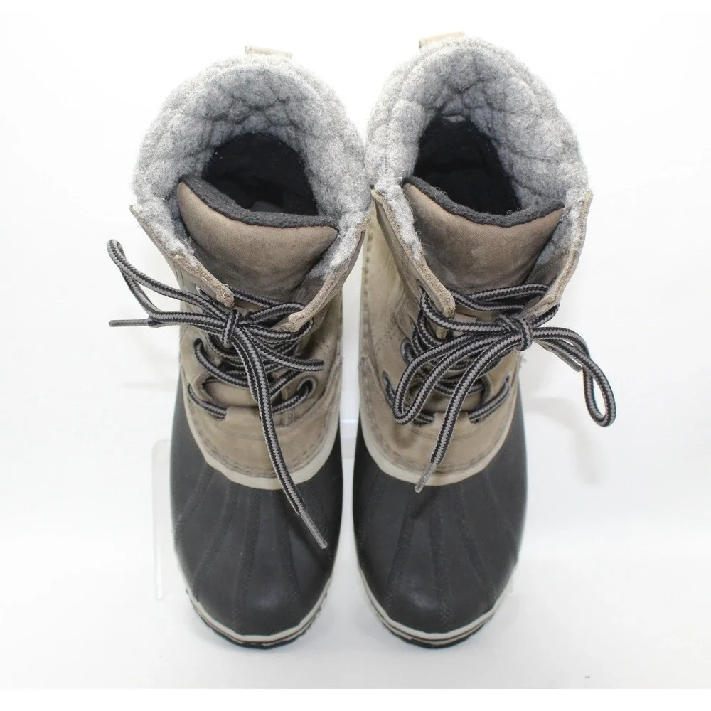 Sorel Slimpack II Lace Waterproof Duck Boots Leather Suede Gray NL2348-052 Sz 10